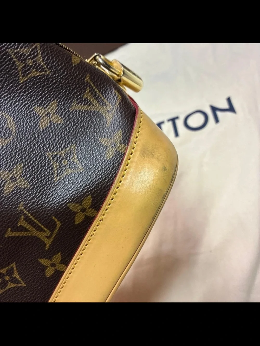 Louis Vuitton Monogram Alma PM Satchel in Brown and Natural Vachetta